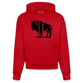 bison tier - Organic Fitted Hoodie Made in EU - Rot - Vorne