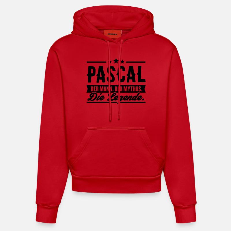 Man Myth Legend Pascal - Sweat à capuche bio ajusté fabriqué en UE - rouge