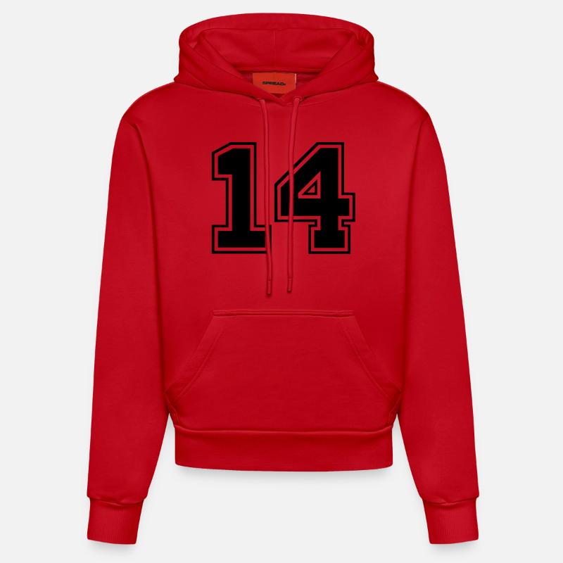 vierzehn - Sweat à capuche bio ajusté fabriqué en UE - rouge