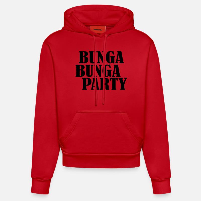 bunga bunga enterrement - Sweat à capuche bio ajusté fabriqué en UE - rouge