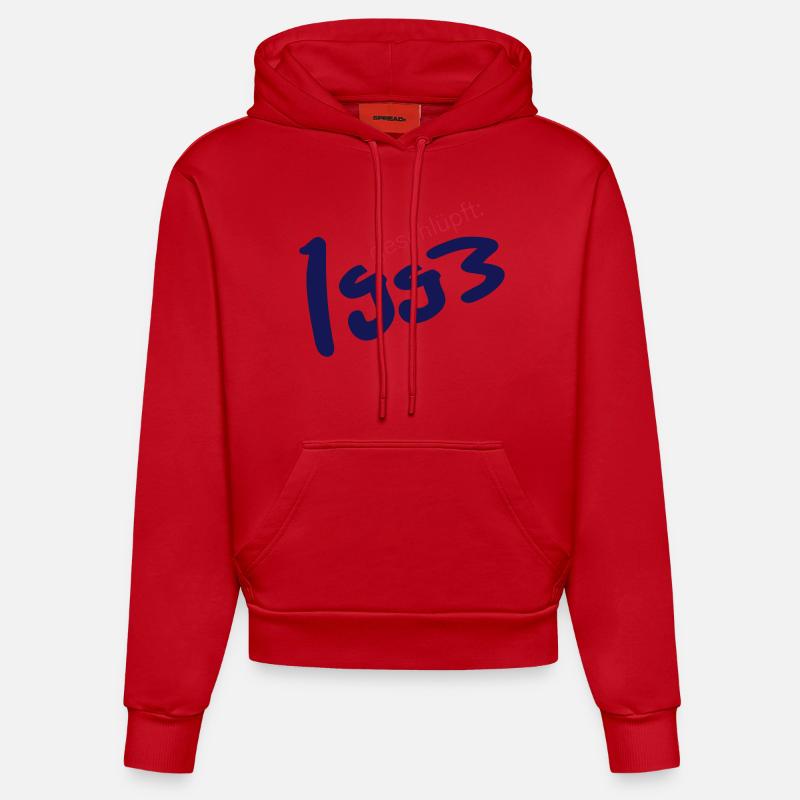 Éclos en 1993 - Sweat à capuche bio ajusté fabriqué en UE - rouge