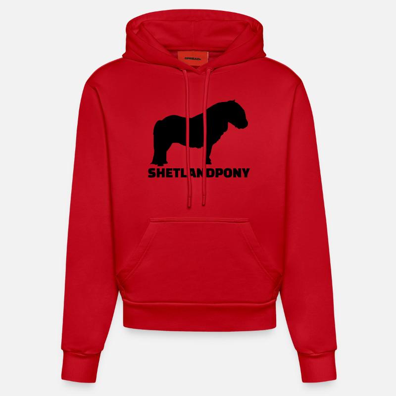 Shetlandpony - Sweat à capuche bio ajusté fabriqué en UE - rouge