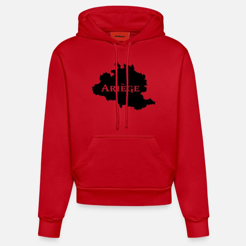 Ariège carte Ariégeoise - Sweat à capuche bio ajusté fabriqué en UE - rouge