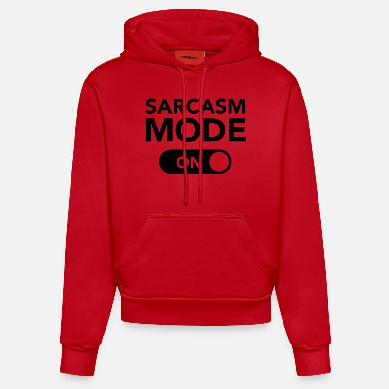 Sarcasm Mode (on) - Sweat à capuche bio ajusté fabriqué en UE - rouge