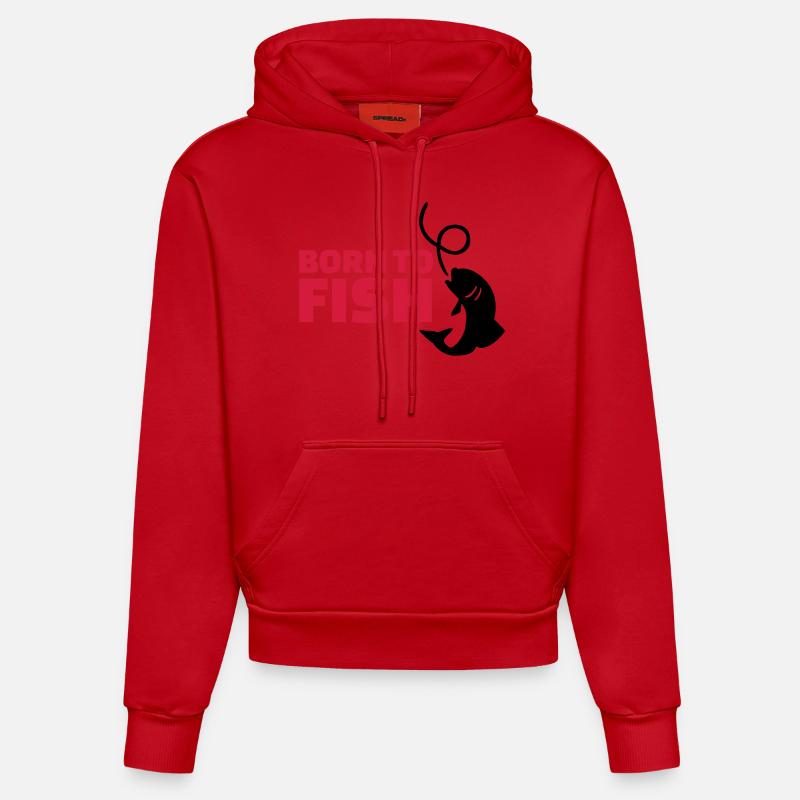 Born to Fish - Sweat à capuche bio ajusté fabriqué en UE - rouge