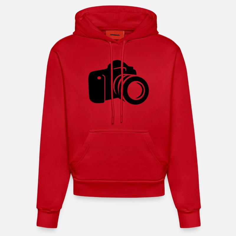Caméra - Sweat à capuche bio ajusté fabriqué en UE - rouge