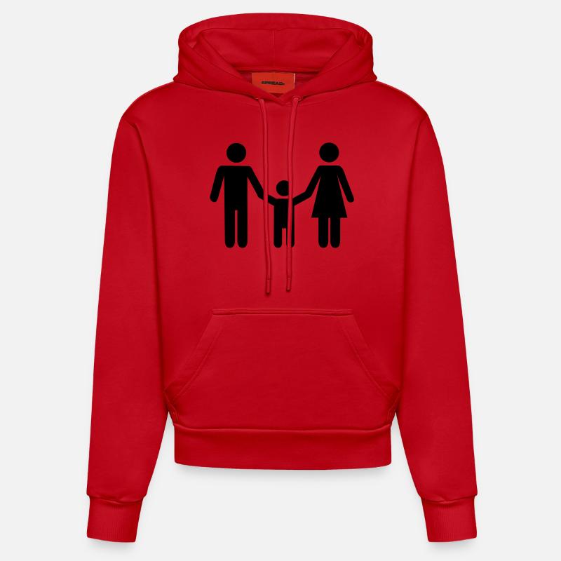 Famille - Sweat à capuche bio ajusté fabriqué en UE - rouge