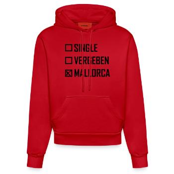 Singel Vergeben Mallorca Spruch - Organic Fitted Hoodie Made in EU - Rot - Vorne