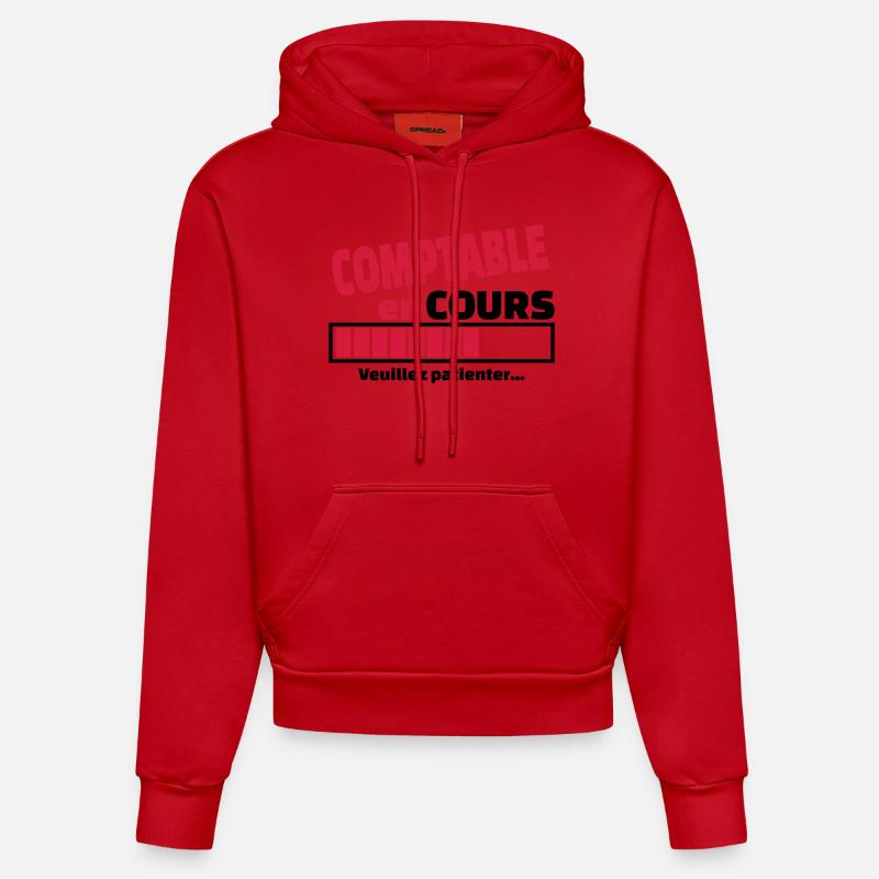comptable en cours - Sweat à capuche bio ajusté fabriqué en UE - rouge