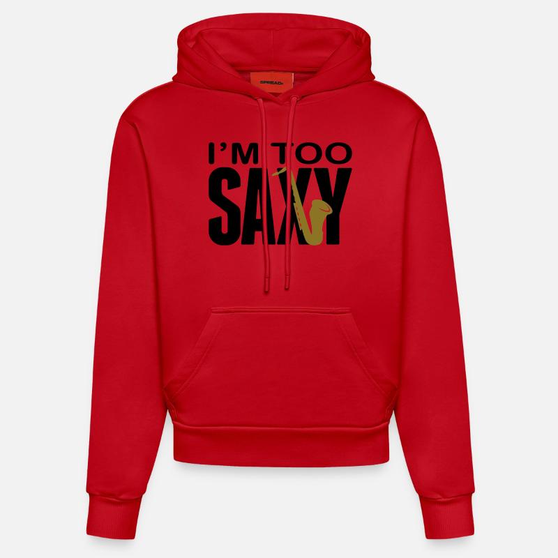 I'm too Saxy - Sweat à capuche bio ajusté fabriqué en UE - rouge