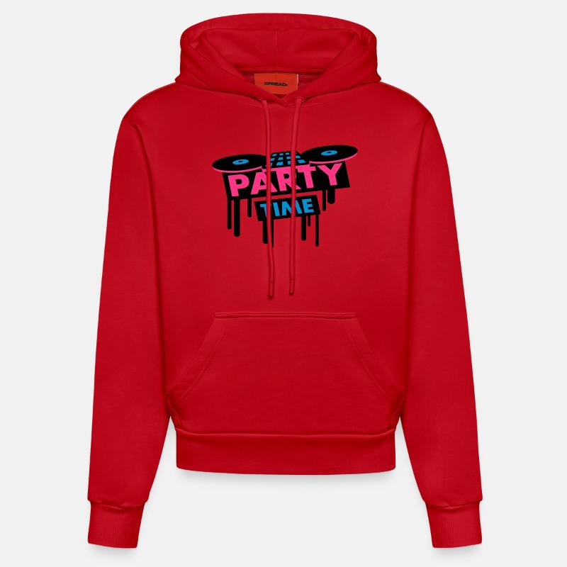 Party Time DJ Pult - Sweat à capuche bio ajusté fabriqué en UE - rouge