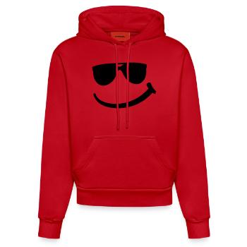 cool_smily_f1 - Sweat à capuche bio ajusté fabriqué en UE - rouge - Devant