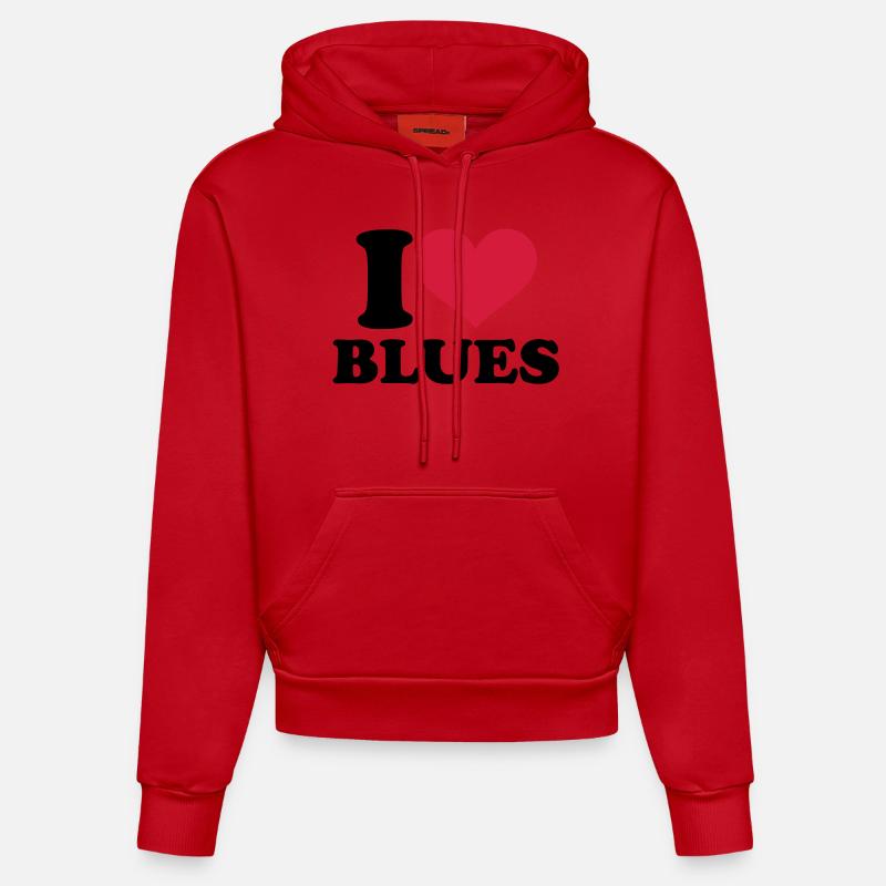 Blues - Sweat à capuche bio ajusté fabriqué en UE - rouge