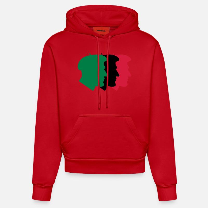 basque people - Sweat à capuche bio ajusté fabriqué en UE - rouge