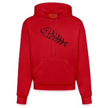fischgraete1 - Sweat à capuche bio ajusté fabriqué en UE - rouge - Devant