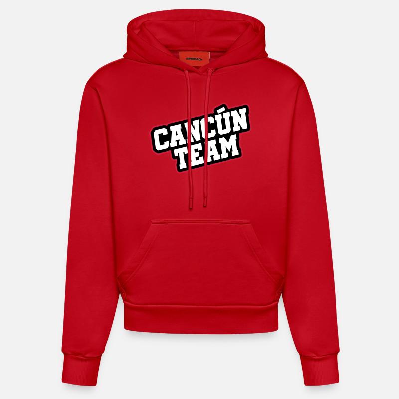 L’équipe de Cancún - Sweat à capuche bio ajusté fabriqué en UE - rouge