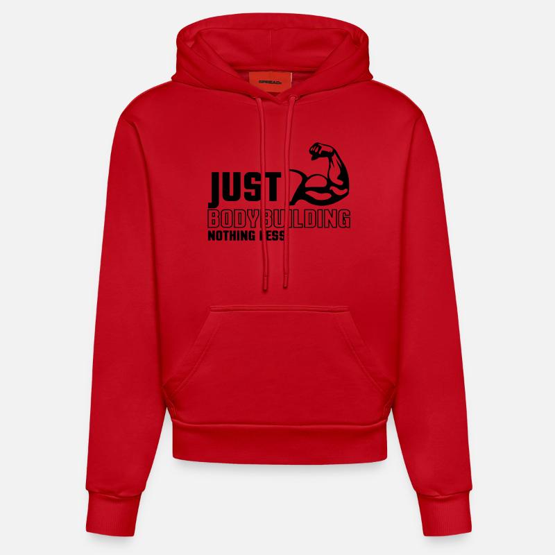 Juste Musculation 1 - Sweat à capuche bio ajusté fabriqué en UE - rouge