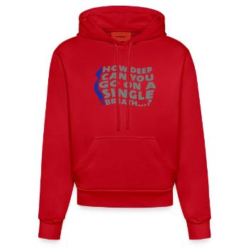 How deep can you go....? - Organic Fitted Hoodie Made in EU - Rot - Vorne