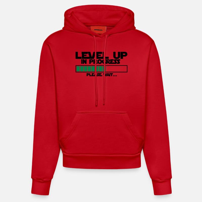 lvl upnprogrss - Sweat à capuche bio ajusté fabriqué en UE - rouge