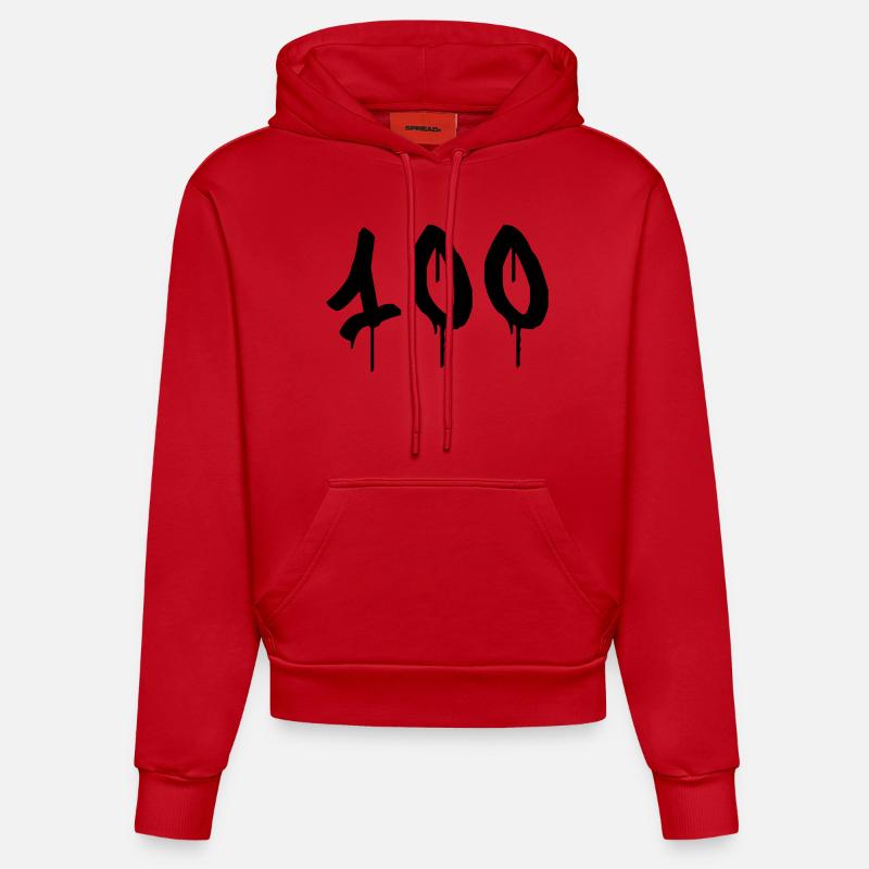 Graffiti : 100 - Sweat à capuche bio ajusté fabriqué en UE - rouge