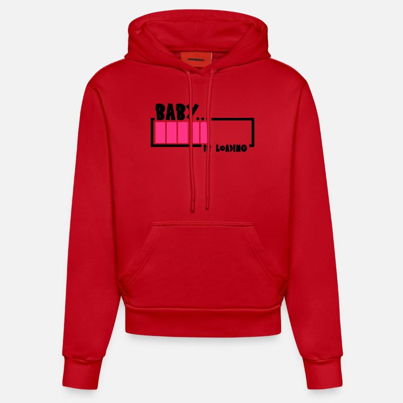 Baby Is Loading Design - Sweat à capuche bio ajusté fabriqué en UE - rouge