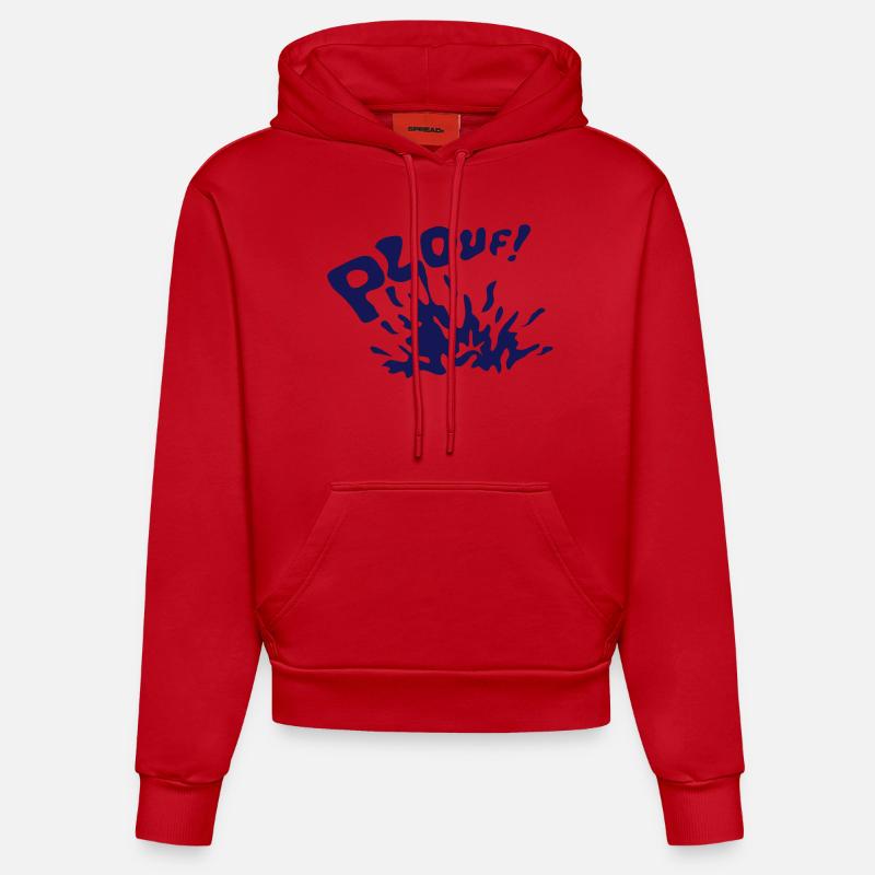 ploufe eclaboussure eau flotte 2803) - Sweat à capuche bio ajusté fabriqué en UE - rouge