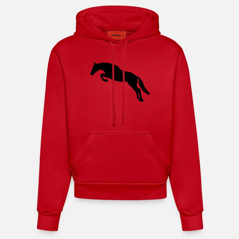 le cheval - Sweat à capuche bio ajusté fabriqué en UE - rouge