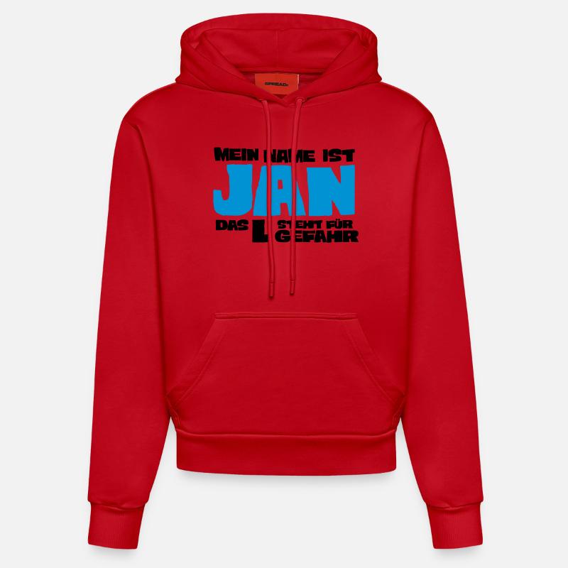 janvier - Sweat à capuche bio ajusté fabriqué en UE - rouge