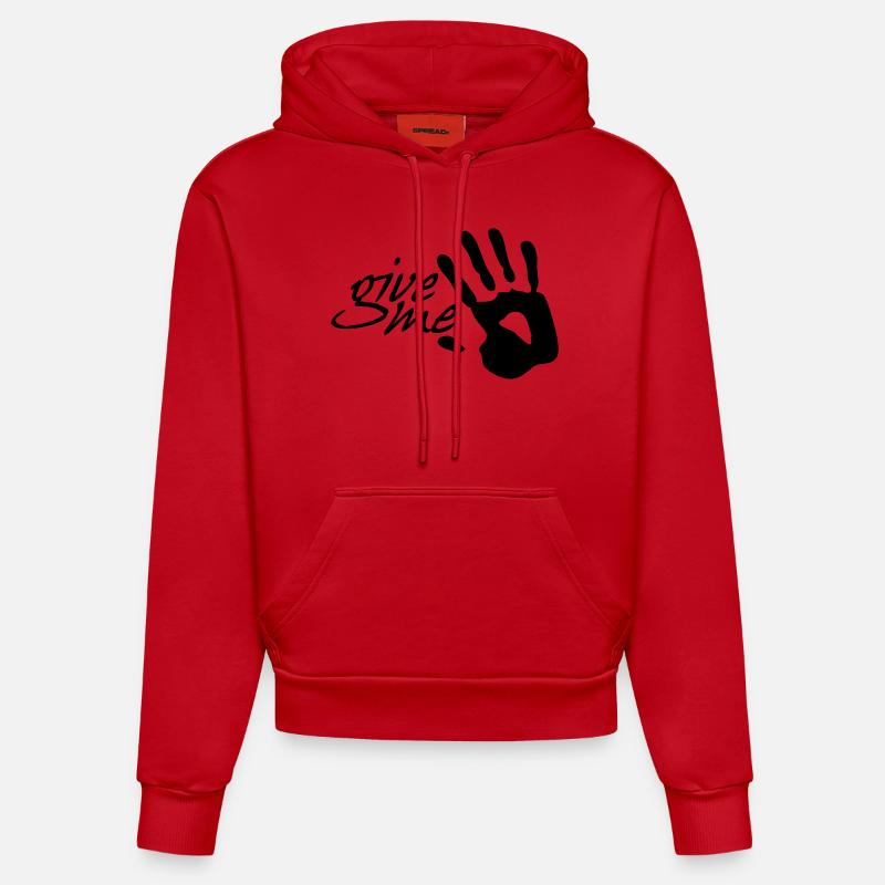 donnez-moi cinq - Sweat à capuche bio ajusté fabriqué en UE - rouge