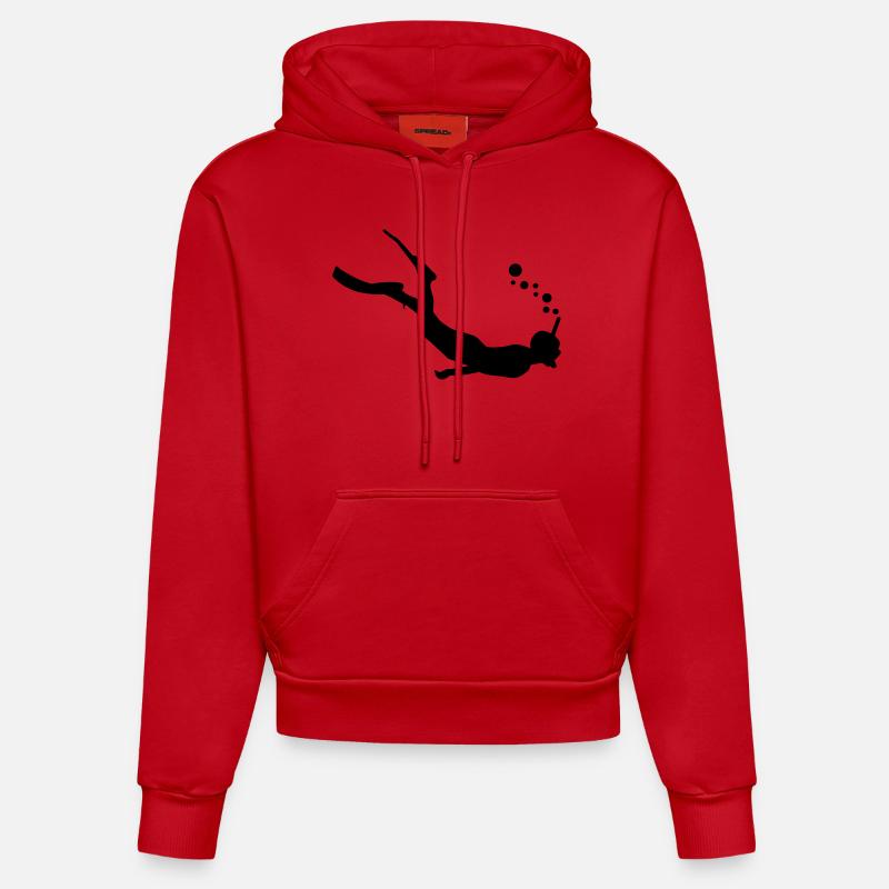 Snorkeling - Sweat à capuche bio ajusté fabriqué en UE - rouge