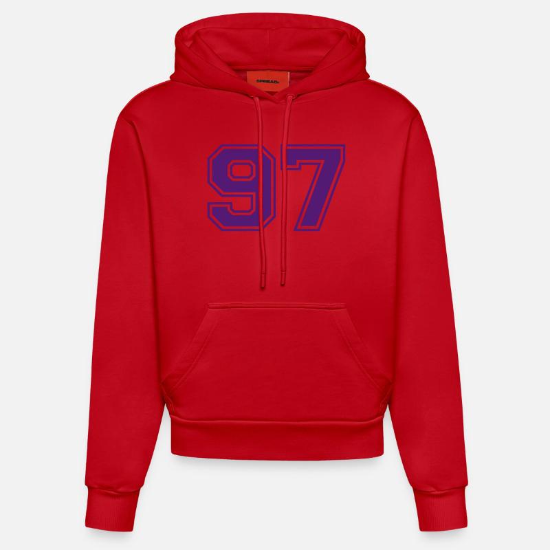 97 - Sweat à capuche bio ajusté fabriqué en UE - rouge