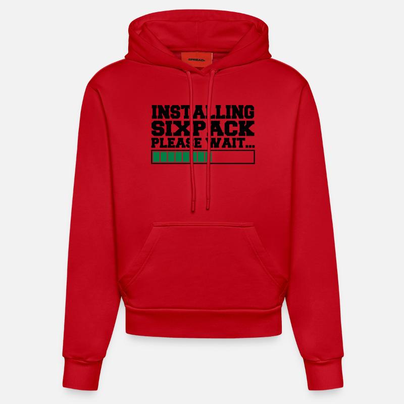INSTALLING SIXPACK 2 - Sweat à capuche bio ajusté fabriqué en UE - rouge