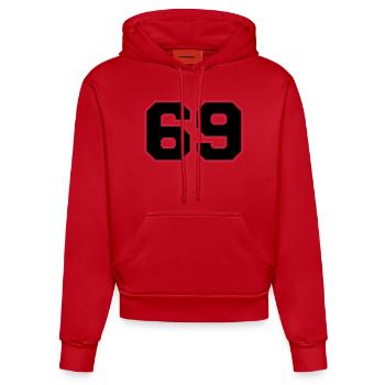 number69 - Organic Fitted Hoodie Made in EU - red - Front
