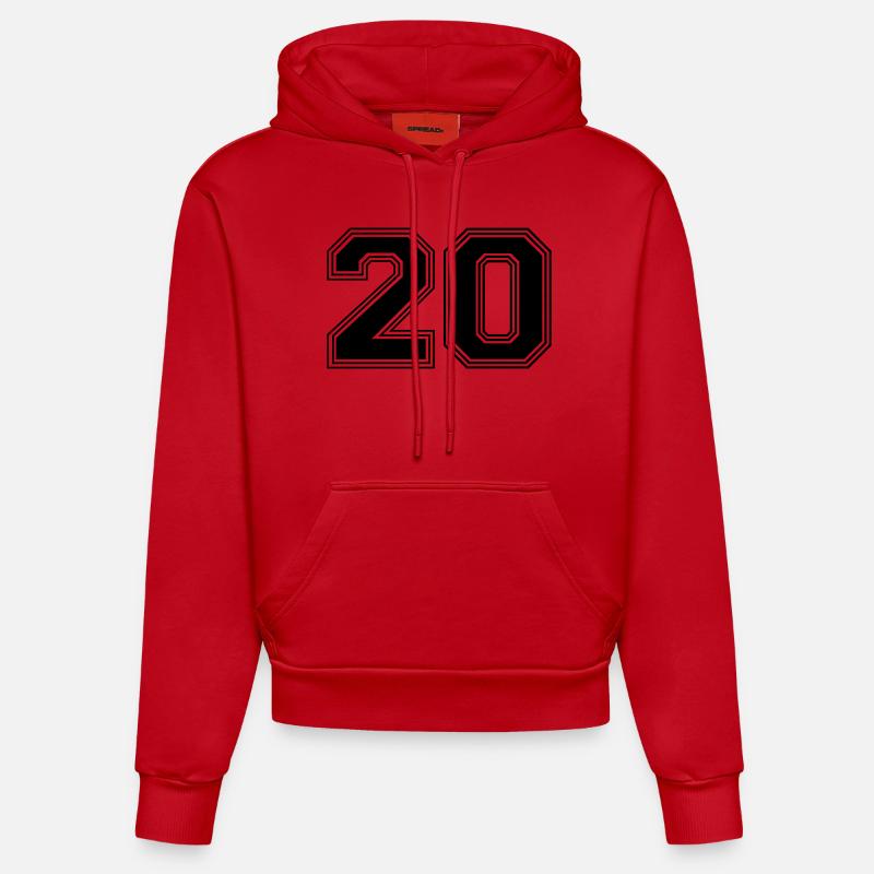 20_numéro_20_(s31) - Sweat à capuche bio ajusté fabriqué en UE - rouge
