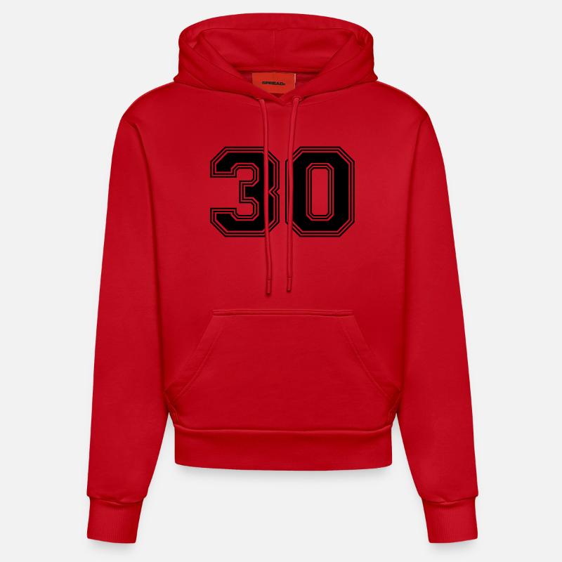 30_numéro_30_(s31) - Sweat à capuche bio ajusté fabriqué en UE - rouge