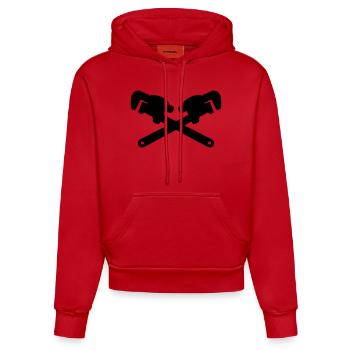 adjustable wrench tool mechanic plumber - Organic Fitted Hoodie Made in EU - red - Front