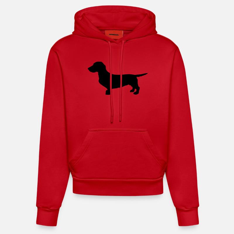 dackel_dachshund - Sweat à capuche bio ajusté fabriqué en UE - rouge