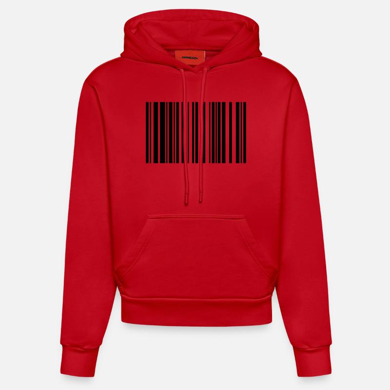 Barcode - Sweat à capuche bio ajusté fabriqué en UE - rouge