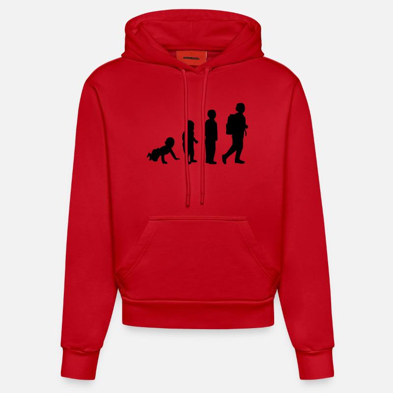 Évolution Élève - Sweat à capuche bio ajusté fabriqué en UE - rouge