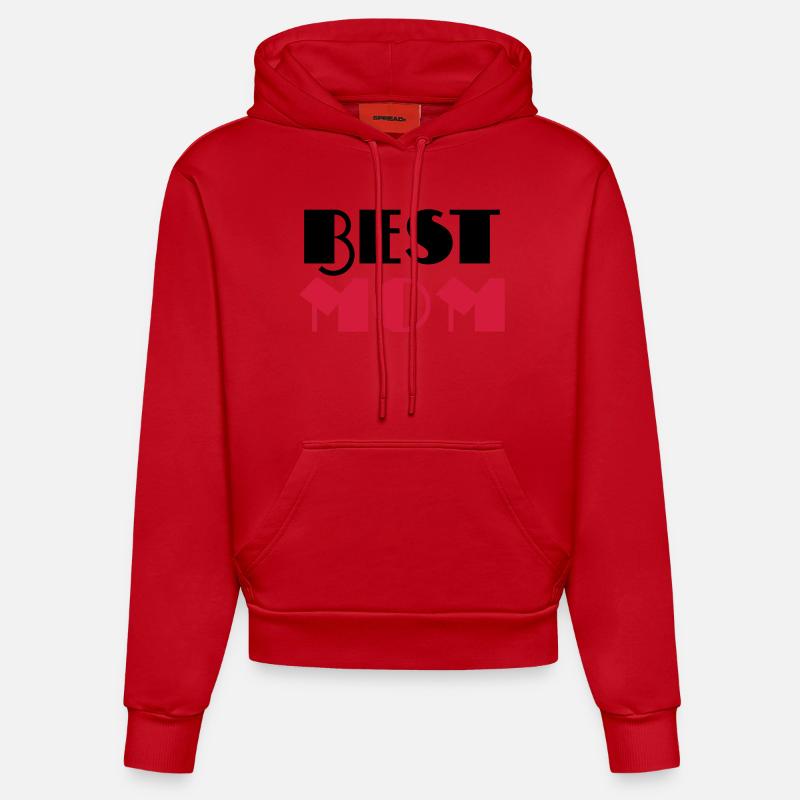 Best Mom - Sweat à capuche bio ajusté fabriqué en UE - rouge