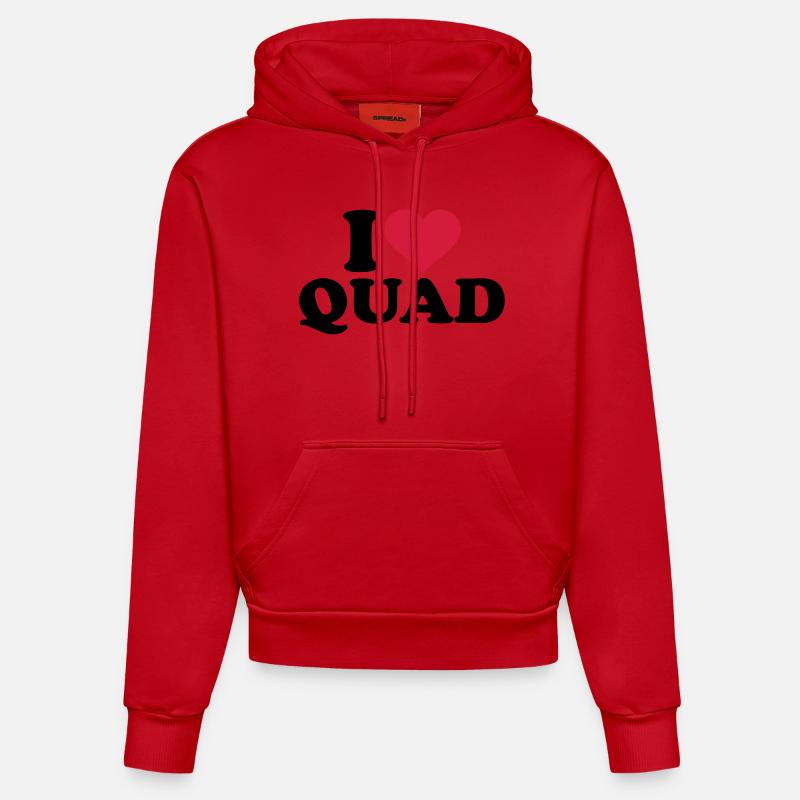 I love Quad - Sweat à capuche bio ajusté fabriqué en UE - rouge