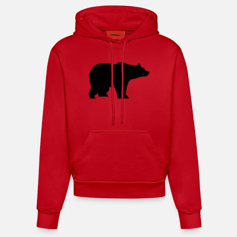 Bear, Wildlife, Bär - Sweat à capuche bio ajusté fabriqué en UE - rouge