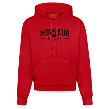 Monsieur-Happy - Sweat à capuche bio ajusté fabriqué en UE - rouge - Devant