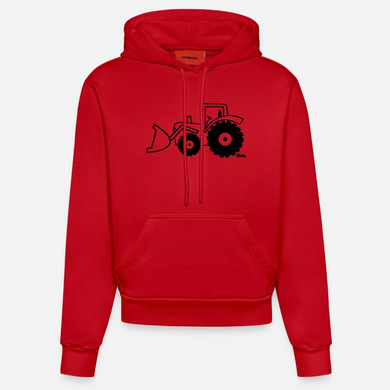 Traktor Frontlader - Sweat à capuche bio ajusté fabriqué en UE - rouge