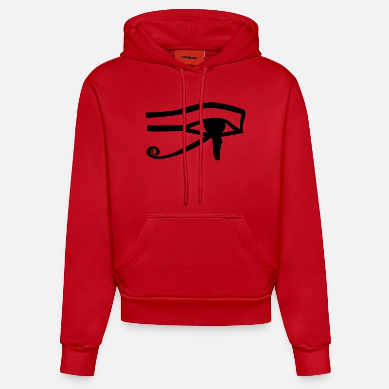 Oeil de horus - Sweat à capuche bio ajusté fabriqué en UE - rouge