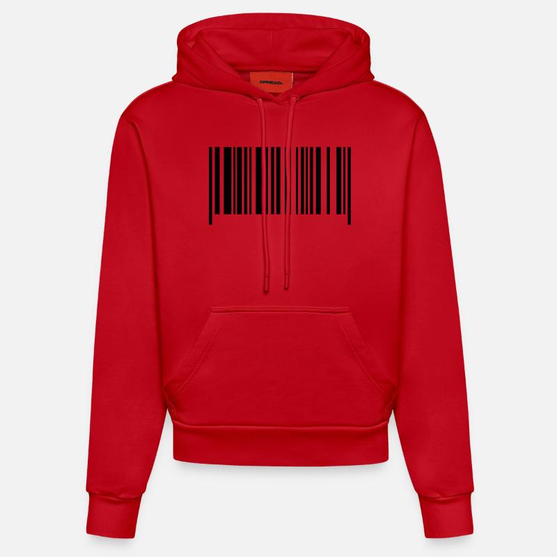 barcode - Sweat à capuche bio ajusté fabriqué en UE - rouge