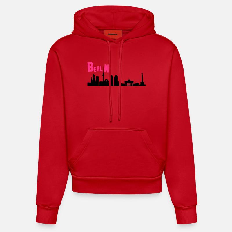 berlin_v4 - Sweat à capuche bio ajusté fabriqué en UE - rouge