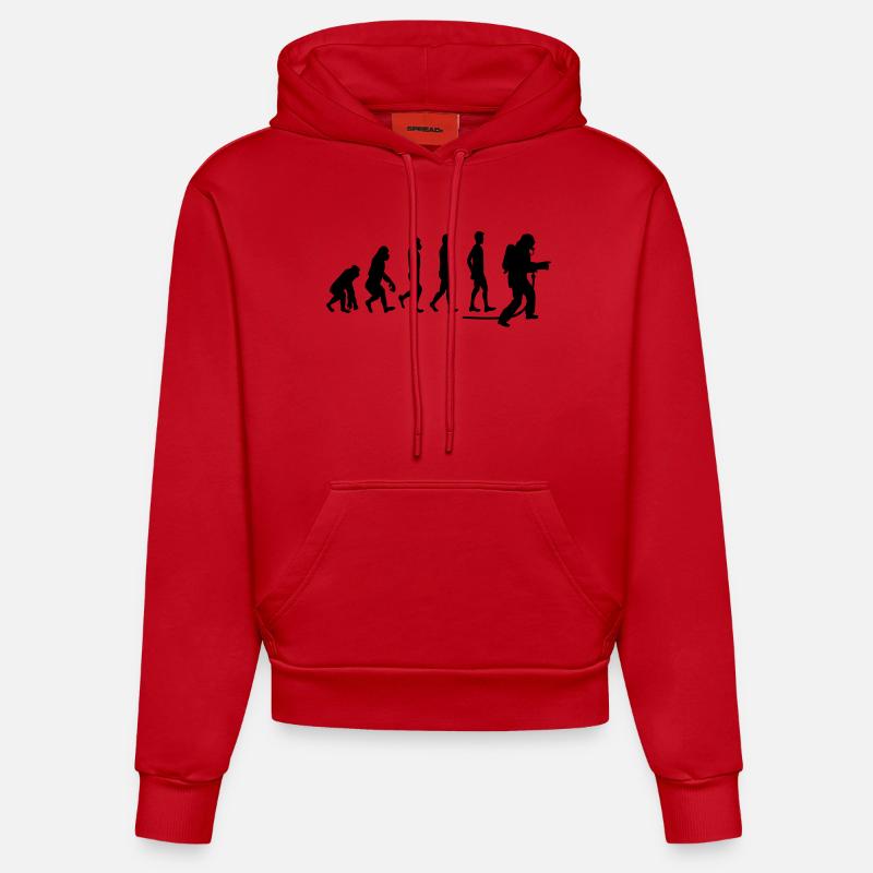 evolution feuerwehr1 - Organic Fitted Hoodie Made in EU - Rot