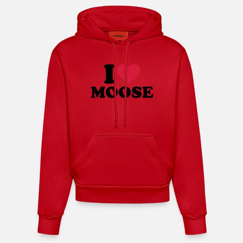 I love Moose - Sweat à capuche bio ajusté fabriqué en UE - rouge