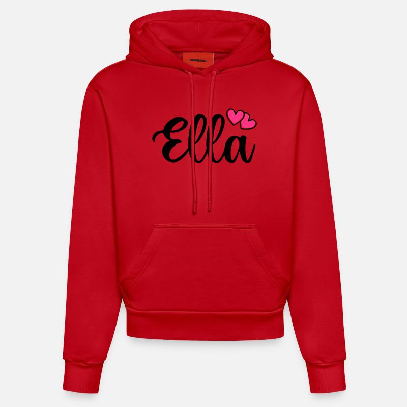 Nom d’Ella - Sweat à capuche bio ajusté fabriqué en UE - rouge